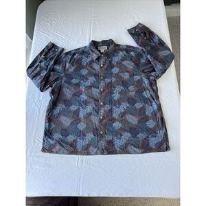 Duluth Trading Shirt Palm Leaves Ferns Print Button Down Mens XXL Relaxed Fit